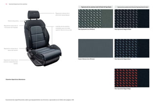 94 Asientos/tapicerías de los asientos
Encontrará las especificaciones sobre que equipamientos son de serie u opcionales en el índice de la página 130.
Asientos deportivos delanteros
Tapicerías de los asientos Audi A3/Audi A3 Sportback/Audi A3 Cabrio
Tela Dynamik Gris Mineral Tela Dynamik Negro/Plata
Tela Dynamik Negro/Azul
Tela Dynamik Negro/Rojo
Tapicerías de los asientos Audi A3/Audi A3 Sportback
Cuero Vienna Gris Mineral
Laterales de los asientos
resaltados para una mejor
sujeción lateral en las curvas
Palanca Easy-Entry
Regulación manual de la
altura del reposacabezas
Regulación manual de la
inclinación del respaldo
Regulación manual de la
altura del asiento
Regulación manual de la
posición longitudinal del
asiento
 