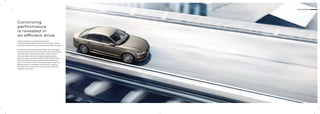 11 Audi A6 Sedan
Excellent dynamics and outstanding eﬃciency.
Produced by highly eﬃcient TFSI® and TDI® engines. With an
impressive torque performance and thrilling acceleration values.
Thanks to innovative eﬃciency technology, fuel consumption
and emission are reduced. For example, the more sophisticated
start-stop system automatically switches oﬀ the engine in
stationary phases. And even during the stopping process.
Audi drive select provides the highest eﬃciency while driving.
With ﬁve modes that ensure individual vehicle adjustment.
From comfortable to sporty. Particularly energy-saving in the
eﬃciency mode. In combination with S tronic®, including
coasting mode, which switches to neutral early on when you
release the accelerator.
Convincing
performance
is revealed in
an eﬃcient drive.
 
