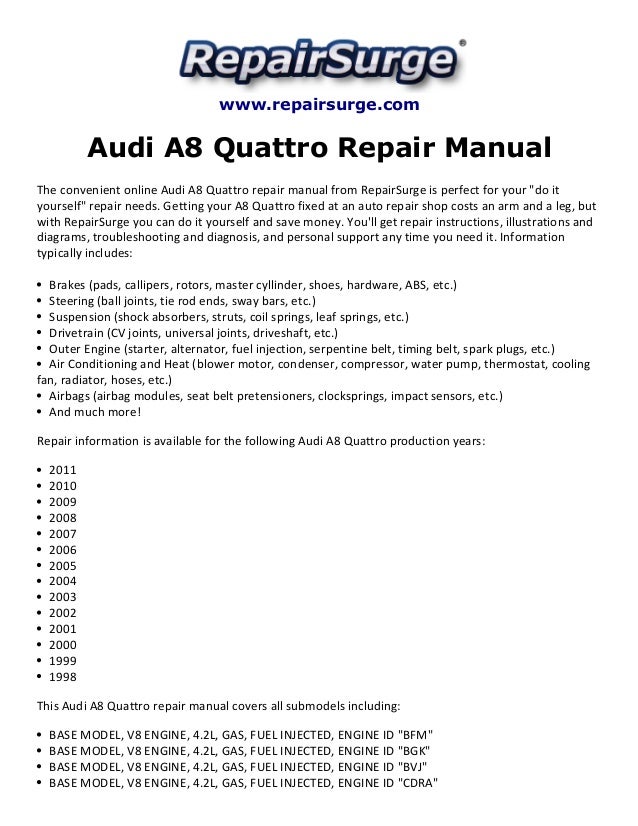 2005 audi a8 service manual
