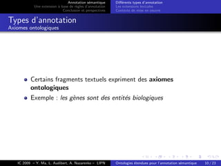 Ontologies étendues pour l'annotation sémantique