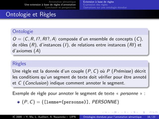 Ontologies étendues pour l'annotation sémantique