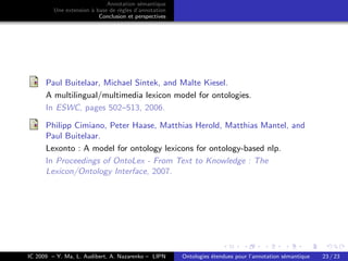 Ontologies étendues pour l'annotation sémantique