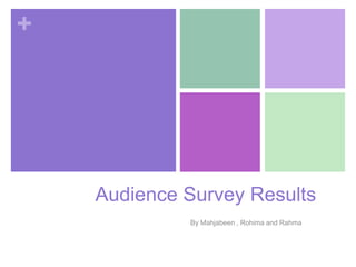 +

Audience Survey Results
By Mahjabeen , Rohima and Rahma

 