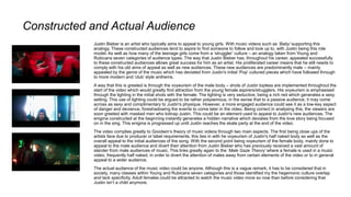 Constructed and Actual Audience
Justin Bieber is an artist who typically aims to appeal to young girls. With music videos such as ‘Baby’ supporting this
analogy. These constructed audiences tend to aspire to find someone to follow and look up to, with Justin being this role
model. As well as how many of the teenage girls come from a ‘struggler’ culture – an analogy taken from Young and
Rubicans seven categories of audience types. The way that Justin Bieber has, throughout his career, appealed successfully
to these constructed audiences allows great success for him as an artist. His proliferated career means that he still needs to
comply with his old aims of appeal as well as new audiences. These new audiences are predominantly male – mainly
appealed by the genre of the music which has deviated from Justin's initial ‘Pop’ cultured pieces which have followed through
to more modern and ‘club’ style anthems.
A way that this is greeted is through the voyeurism of the male body – shots of Justin topless are implemented throughout the
start of the video which would greatly find attraction from the young female aspirers/strugglers. His voyeurism is emphasised
through the lighting in the initial shots with the female. The lighting is very seductive, being a rich red which generates a sexy
setting. This use of lighting could be argued to be rather polysemous, in the sense that to a passive audience, it may come
across as sexy and complimentary to Justin's physique. However, a more engaged audience could see it as a low-key aspect
of danger and deviance, foreshadowing the events to come later in the video. Being correct in analysing this, the viewers are
soon greeted with masked men who kidnap Justin. This could be an element used to appeal to Justin's new audiences. The
enigma constructed at the beginning instantly generates a hidden narrative which deviates from the love story being focused
on in the sing. This enigma is progressed up until Justin reaches the skate party at the end of the video.
The video complies greatly to Goodwin’s theory of music videos through two main aspects. The first being close ups of the
artists face due to producer or label requirements, this ties in with he voyeurism of Justin's half naked body as well as the
overall appeal to the initial audiences of the song. With the second point being voyeurism of the female body, mainly done to
appeal to the male audience and divert their attention from Justin Bieber who has previously received a vast amount of
slander from male audiences of music. This links greatly again to the ‘Male Gaze Theory’ where a female is used in a music
video, frequently half naked, in order to divert the attention of males away from certain elements of the video or to in general
appeal to a wider audience.
The actual audience of the music video could be anyone. Although this is a vague remark, it has to be considered that in
society, many classes within Young and Rubicans seven categories and those identified my the hegemonic culture overlap
and lack specificity. Adult females could be attracted to watch the music video more so now than before considering that
Justin isn’t a child anymore.
 