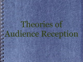 Theories of
Audience Reception
 