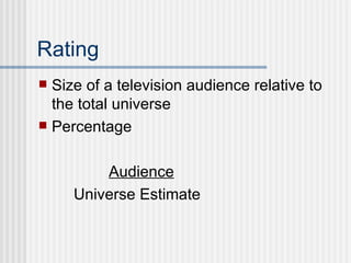 Audience and Audience Measurement (Ratings) | PPT