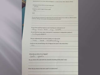 Audience feedback for video and digipak