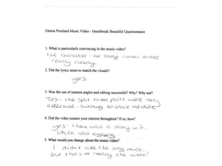 Audience feedback questionnaires