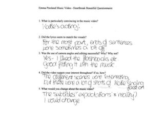 Audience feedback questionnaires