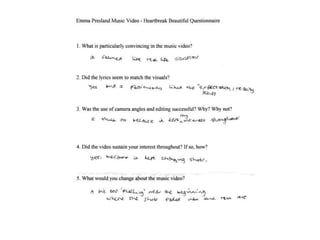 Audience feedback questionnaires