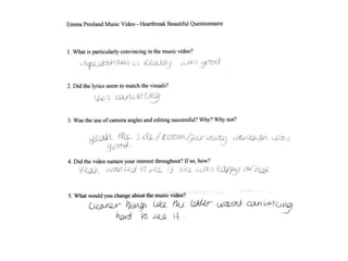 Audience feedback questionnaires
