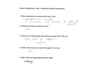 Audience feedback questionnaires