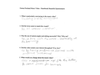 Audience feedback questionnaires