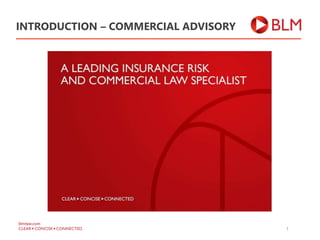 INTRODUCTION – COMMERCIAL ADVISORY
1
 