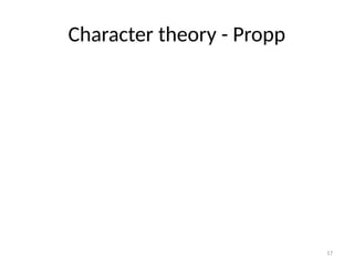 17
Character theory - Propp
 