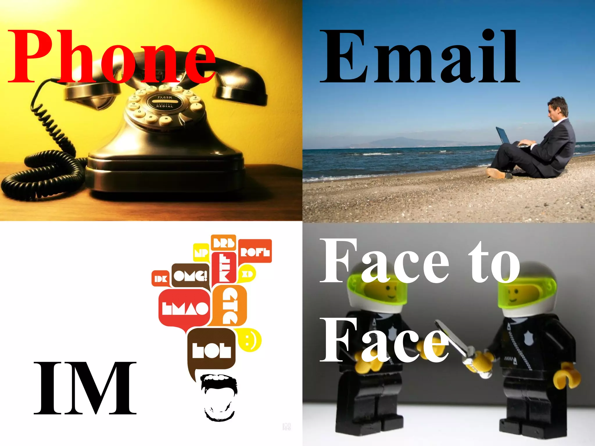 Phone IM Face to Face Email 