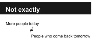 Not exactly
More people today
≠
People who come back tomorrow
 