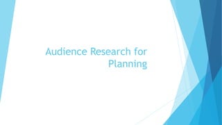 Audience Research for
Planning
 