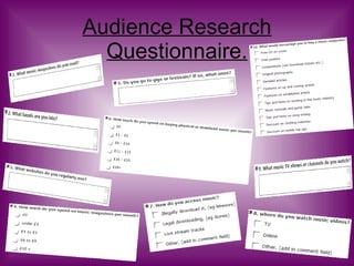 Audience Research Questionnaire. 