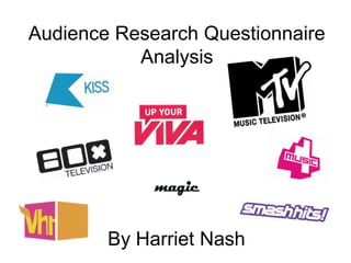 Audience Research Questionnaire Analysis  By Harriet Nash  
