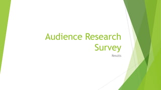 Audience Research
Survey
Results
 