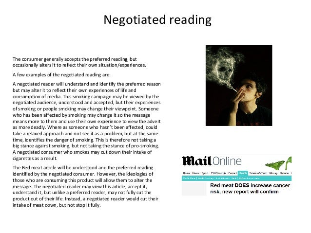 Oppositional Reading Media Text Example Negotiated Reading Example : Dominant code – FYCB