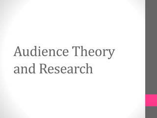 Audience Theory
and Research
 