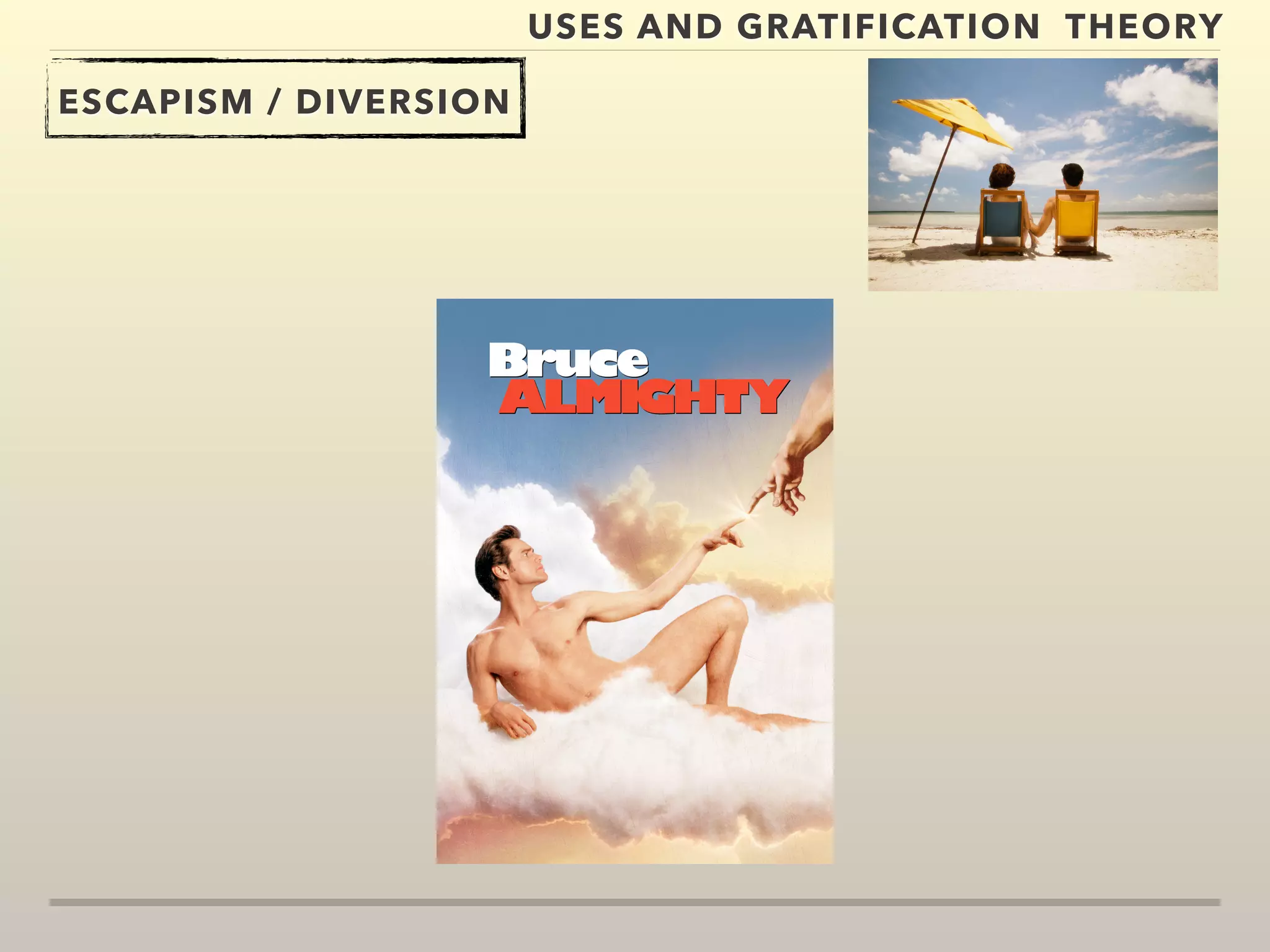 USES AND GRATIFICATION THEORY 
ESCAPISM / DIVERSION 
 