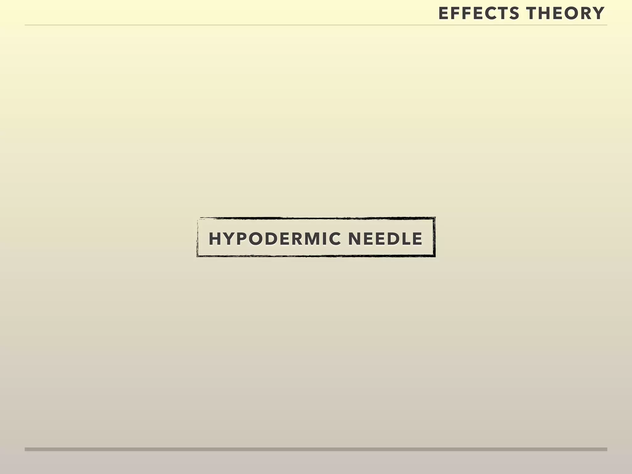 EFFECTS THEORY 
HYPODERMIC NEEDLE 
 