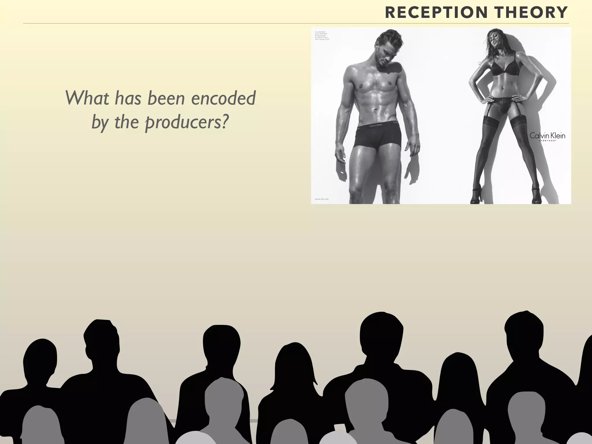 RECEPTION THEORY 
What has been encoded 
by the producers? 
 
