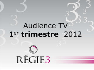 Audience TV
1er   trimestre 2012
 