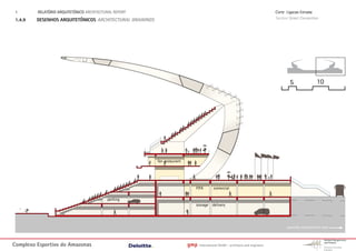 1.      RELATÓRIO ARQUITETÓNICO ARCHITECTURAL REPORT                                                                            Corte Ligacao Estrada
 1.4.9   DESENHOS ARQUITETÔNICOS ARCHITECTURAL DRAWINGS                                                                          Section Street Connection




                                                                                                                                         5               10




                                                          fan restaurant




                                                                             FIFA         comercial

                                           parking
                                                                             storage      delivery




                                                                                                                                       avenida constantino nery



Complexo Esportivo do Amazonass                                            gmp   International GmbH - architects and engineers
 