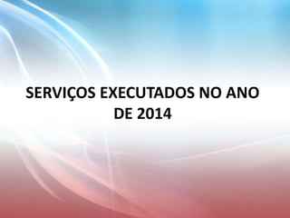 SERVIÇOS EXECUTADOS NO ANO
DE 2014
 