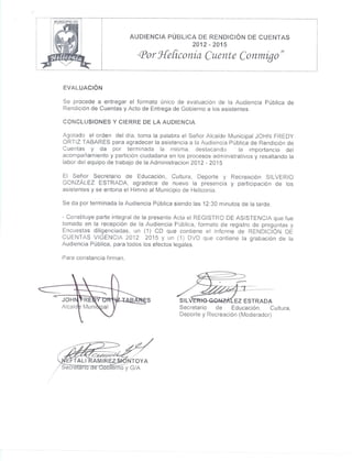 Acta de entrega de gobierno 2012-2015