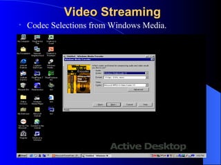 Video Streaming <ul><li>Codec Selections from Windows Media. </li></ul>