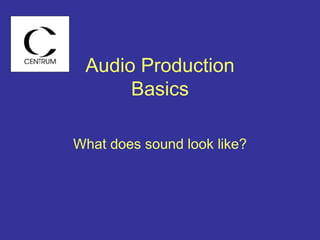 Audio Production
Basics
What does sound look like?
 