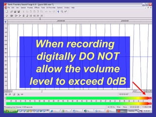 When recording
digitally DO NOT
allow the volume
level to exceed 0dB
 