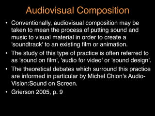 Notes on Audio-Vision and related concepts | PPT