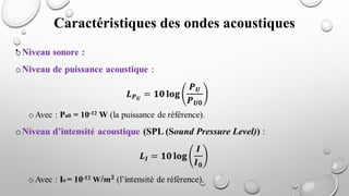 Caractéristiques des ondes acoustiques
•
 