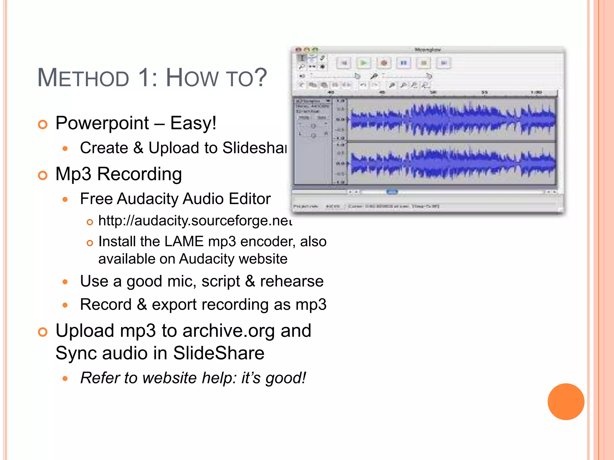 Producing Quality Audio for Slidecasting