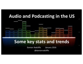 Audio	
  and	
  Podcasting	
  in	
  the	
  US
Damian	
  Radcliffe January	
  2016
@damianradcliffe
Some	
  key	
  stats	
  and	
  trends
 