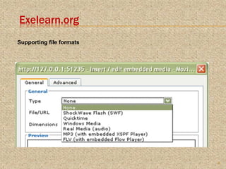 Exelearn.org
Supporting file formats
9
 