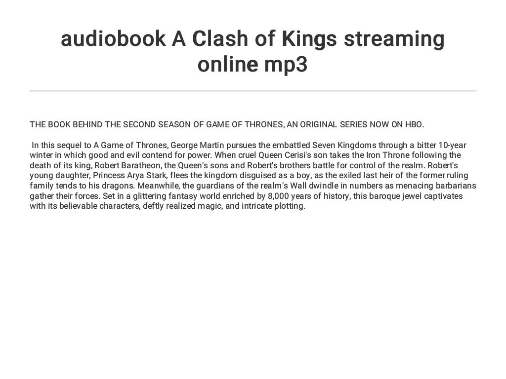 a clash of kings audiobook mp3 a clash of kings audiobook mp3