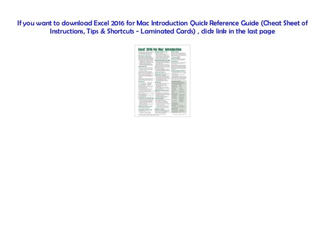 Microsoft Excel For Mac Manual