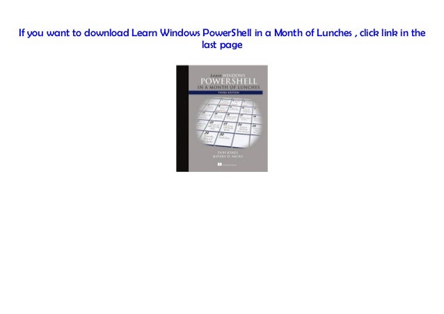 Doc Learn Windows Powershell In A Month Of Lunches