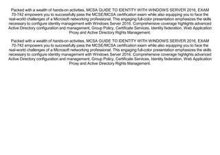 [Doc] MCSA Guide to Identity with Windows Server 2016, Exam 70-742 | PDF