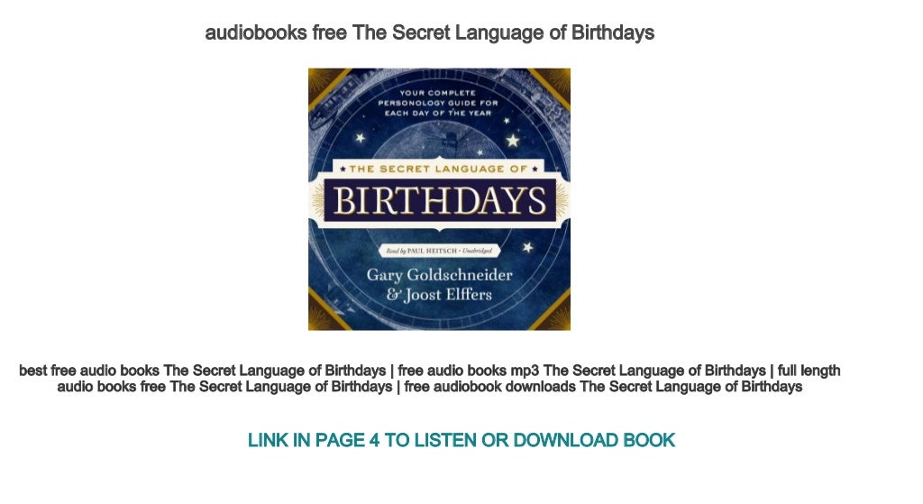 audiobooks free The Secret Language of Birthdays