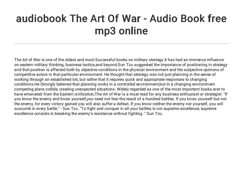 audiobook The Art Of War Audio Book free mp3 online