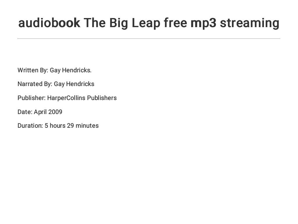 The Big Leap Stream audiobook The Big Leap free mp3 streaming