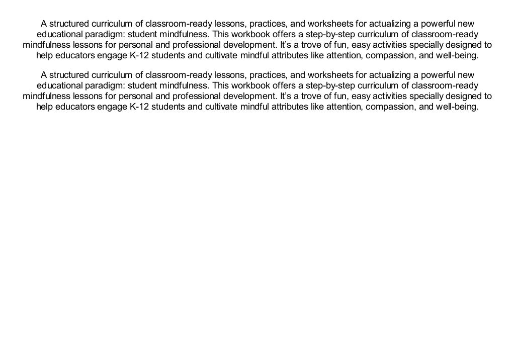 [Doc] The Mindful Education Workbook Lessons for Teaching
